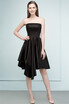 A-Line Strapless Short Ruffles Black Homecoming Dresses