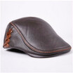 Mens Cowhide Cap Adult Genuine Leather Warm Hat Young Hat Middle-aged Leather Cap Single Hat Male Visors Cap B-7874