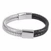 Brazalete elástico de pulsera de cuero genuino de media banda de acero inoxidable de doble capa 75 "