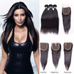 Amazing Star Straight Hair with Closure Malaysian Virgin Hair Bundles with Closure Unprocessed Human Hair with Closure Free Part