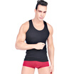 Langsha Men Vest Stretch Solid Color Sports Casual Fashion Fashion Thread Cotton Vest Black 180 XXL