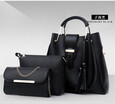 ZHANAO new womens bag European&American style shoulder bag solid color fashion beads tassels mother bag three-piece