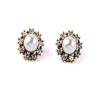 Aiyaya New Design Vintage Freshwater Cultured Pearl Flower Round High Quality Cubic Zircon Stud Earrings