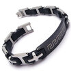 Hpolw black&silver Rubber Stainless Steel Cross link chain Mens Bolt buttoned BangleBracelets