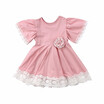 Kids Baby Girls clothes Lace Princess round neck short sleeve Geometry Toddler cotton casual newborn Party Dresses one pieces