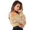 Womens Autumn Short Off Shoulder Coat Long Sleeve Zip Up Baseball Bomber Jacket