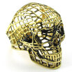 Hpolw Mens Golden Stainless Steel the geometry of a spiders web Hollow Out Skull Biker Ring