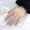 New creative simple opening double word geometric ring Green copper ring opening ring
