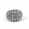 Fan-Shaped Multi-Row Crystal Full White Stones Stainless Steel Finger ringSilver