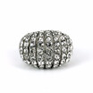Fan-Shaped Multi-Row Crystal Full White Stones Stainless Steel Finger ringSilver