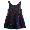 Girls Summer Dresses Kids Cotton O-neck Short Sleeeve Cherry Print Bow Decor Backless A-line Princess Cute Dresses Child Clothes