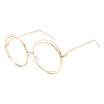 SHAUNA Oversize Women Round Glasses Frame Alloy Around Hollow Frame Brand Designer Fashion Ladies Clear Lens Shades