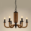 Baycheer HL371858 Industrial 6 Light 25" Wide Rust Finish Candelabra Rope LED Chandelier