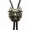 Vintage Bronze Plated Real White Pearl Dragon Bolo Tie Leather Necklace