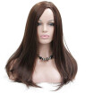 StrongBeauty Light Brown Long Straight Side Part no Bangs Full Synthetic Wig