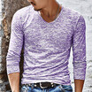 Mens New Fashion Printed Cotton-Blends Long Sleeved V-Neck Casual T-shirts