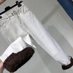 Winter no down thickening lamb stitching high waist joker thermal stretch nine points Korean version of jeans women