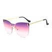 SHAUNA Fashion Rimless Women Cat Eye Sunglasses New Arrival Men Integrated Purple Gradient Lens Glasses UV400