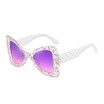 SHAUNA Venetian Pearl Decoration Women Butterfly Sunglasses Fashion Ladies Pink Gradient Lens Glasses UV400