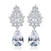 Aiyaya Elegant Beautiful Waterdrop Leaf Clear Rhinestones Hollow Drop Earrings for Wedding