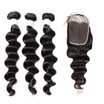 Allove Remy Hair Brazilian Human Hair Weave Loose Deep 3pcs Bundles with Lace Closure Virgin Cheap Hair Extensions
