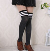 Womens Lady Girls Opaque Knit Over Knee Thigh High Stockings Strip Sock Leggings