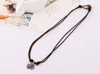 European&American style leather necklace short paragraph mens alloy four-leaf clover necklace vintage coarse mineral leather