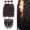 Glary 8A Malaysian Virgin Hair Bundles With Frontal Unprocessed Deep Wave With Frontal Top Quality Lace Frontal with 3 Bundles