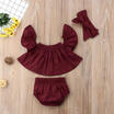 3PCS Toddler Kids Baby Girls T-shirt TopsShort Pants Summer Outfits Clothes Set