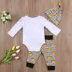 Adorable 3pcs Newborn Baby Boy Cotton Tops Romper Pants Hat Outfits Set Clothes