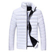 Winter Stand Collar Cotton Blends Plain Long Sleeve Zipper Mens Coats