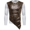 AOWOFS mens European code British tide models Leopard print personality long sleeves