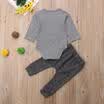 USA 2Pcs Newborn Baby Boy Stripe Romper Tops Long Pants Outfits Clothes 0-24M