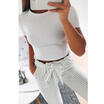 Women Short Sleeve Crop Top Backless Vest Halter Tank Tops Short Blouse T-Shirt