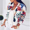 Fashion Womens Ladies Retro Floral Zipper Up Bomber Jacket Casual Coat Outwear