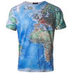 New Mens Fashion World Map Pattern Print Short Sleeve Tee O Neck T-shirt Tops