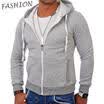 AU Cotton Fashion Men Casual Solid Hoodies Hooded Zipper Sweatshirts Sportswear