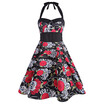 Vintage Floral Skull Print Backless Dress