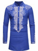 Dashiki Stand Collar Mid-Length Slim Mens Shirt