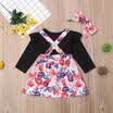 Newborn Kids Baby Girls Cotton Floral Tops T-shirt Suspenders Skirt Dress Outfit