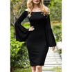 Sexy Women Plus Size Off Shoulder Long Sleeve Party Evening Cocktail Mini Dress