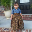 Princess Kids Baby Girl Denim Shirt TopFull Umbrella Skirt Dress Outfits Set