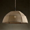 Baycheer HL478971 Natural Linen Shade Wire Framed Pendant Light in Rustic Style