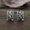 New Vintage girl with a white crystal geometric oval earrings jewelry shop selling clip earrings