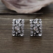 New Vintage girl with a white crystal geometric oval earrings jewelry shop selling clip earrings