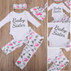 AU Stock Newborn Kids Baby Girls Romper Bodysuit Floral Pants Hat Outfit Clothes