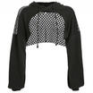 UK Womens Party Club Long Sleeve Sexy Mesh Fish Net Hooded Sweatshirt Crop Tops
