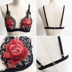 Women Floral Sheer Lace Triangle Bralette Unpadded Push Up Bra Crop Top Lingerie