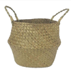Household Seagrass Woven Storage Pot Garden Flower Vase Hanging BasketHandle