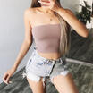 Women Boob Tube Strapless Stretch Vest Bra Tops Ruffled Pullover Underwaist AU